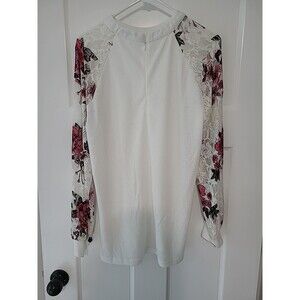 Miholl Women's Floral Long Sleeve Lace Floral White Large
